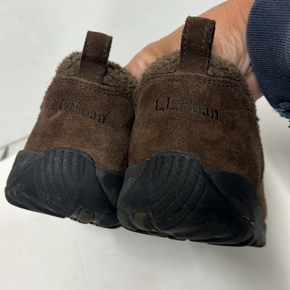 L.L. Bean Brown Suede Quilted Sherpa Zip Slip-on Prima loft Shoes Women's 9W - Picture 3 of 9